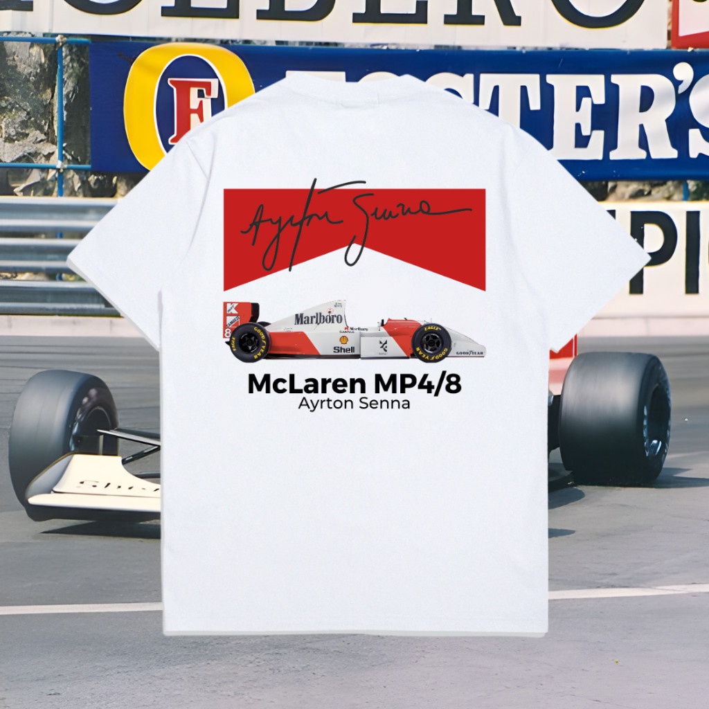 McLaren F1 Ayrton senna Tshirt Broken White 24s