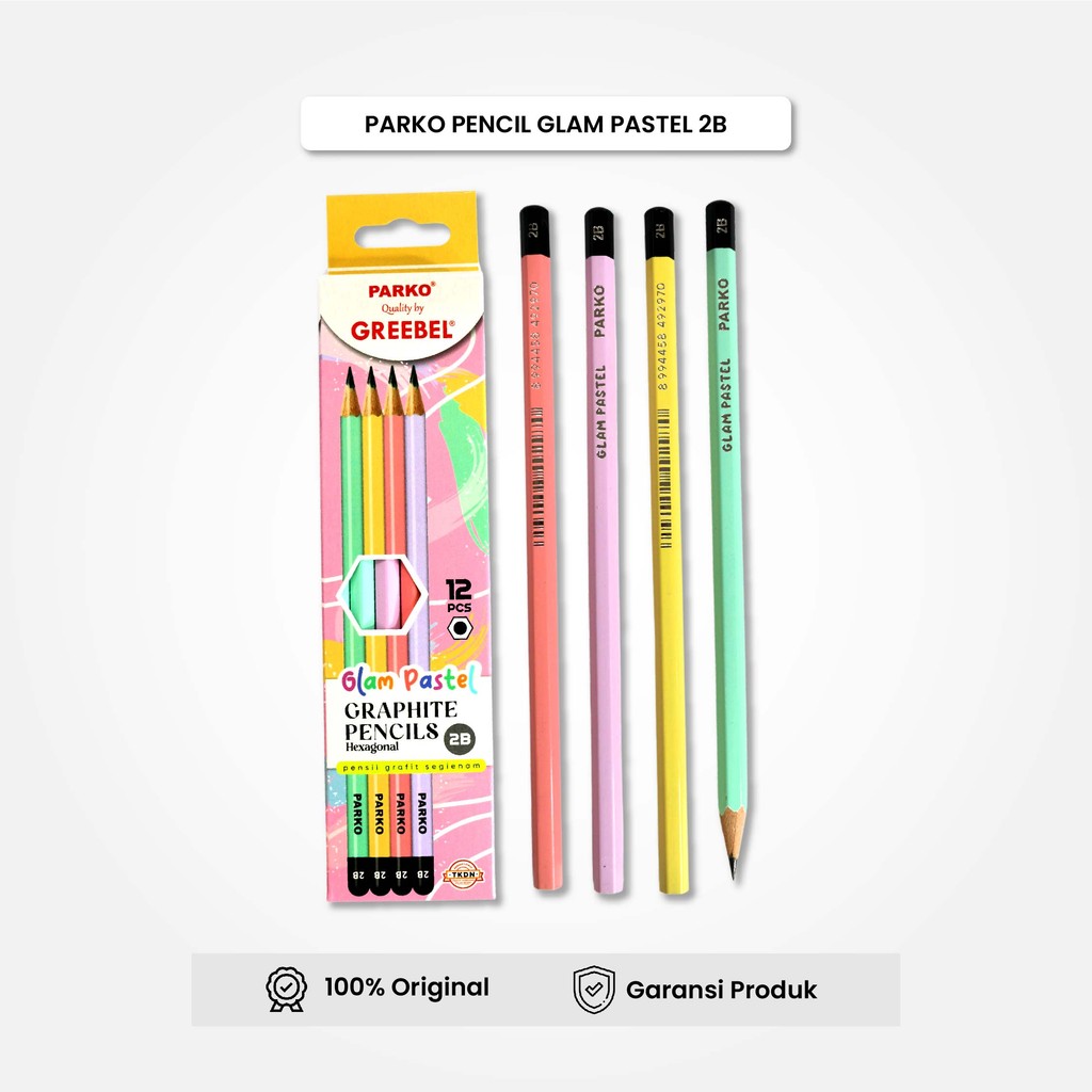

PARKO Pensil kayu 2B Glam Pastel (12PCS/SET) / Pensil Tulis Pastel Graphite Ujian sekolah Pensil Gambar