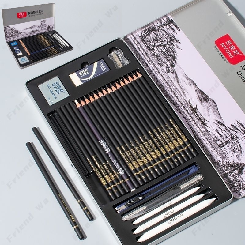 

29 pcs set lengkap pensil sketsa / set pensil sketsa profesional pemula / set pensil gambar