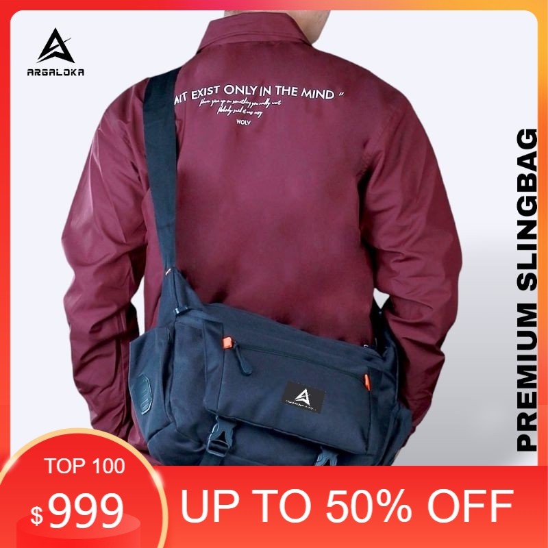 Tas Selempang Pria Simple Murah kekinian Keren Skena / ARGALOKA Tas Selempang Sling Bag Pria Besar T