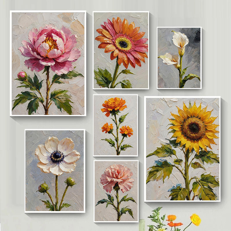 

Retro Aesthetics Tranquility Plants Flowers Illustrations Posters Canvas Printing Oil Painting Living Room Bedroom Home Decor