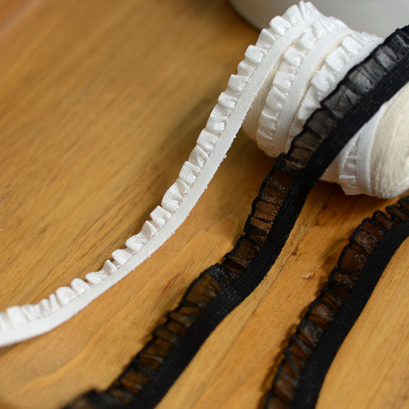 

1 Meter Lace Accessories Baby Lace Black Cream White Elastic Frill Lace 0.9CM 1.3CM