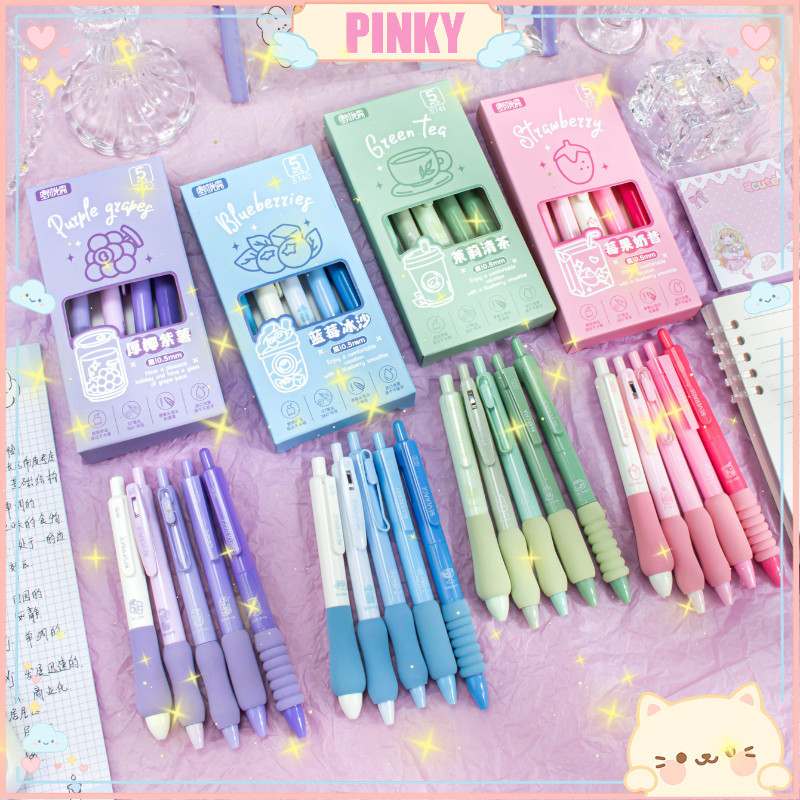 

COD PULPEN GEL MEKANIK 1 SET 5 PCS DENGAN BANTALAN PENA UNIK / PEN IN BOX 0.5MM LUCU TERMURAH