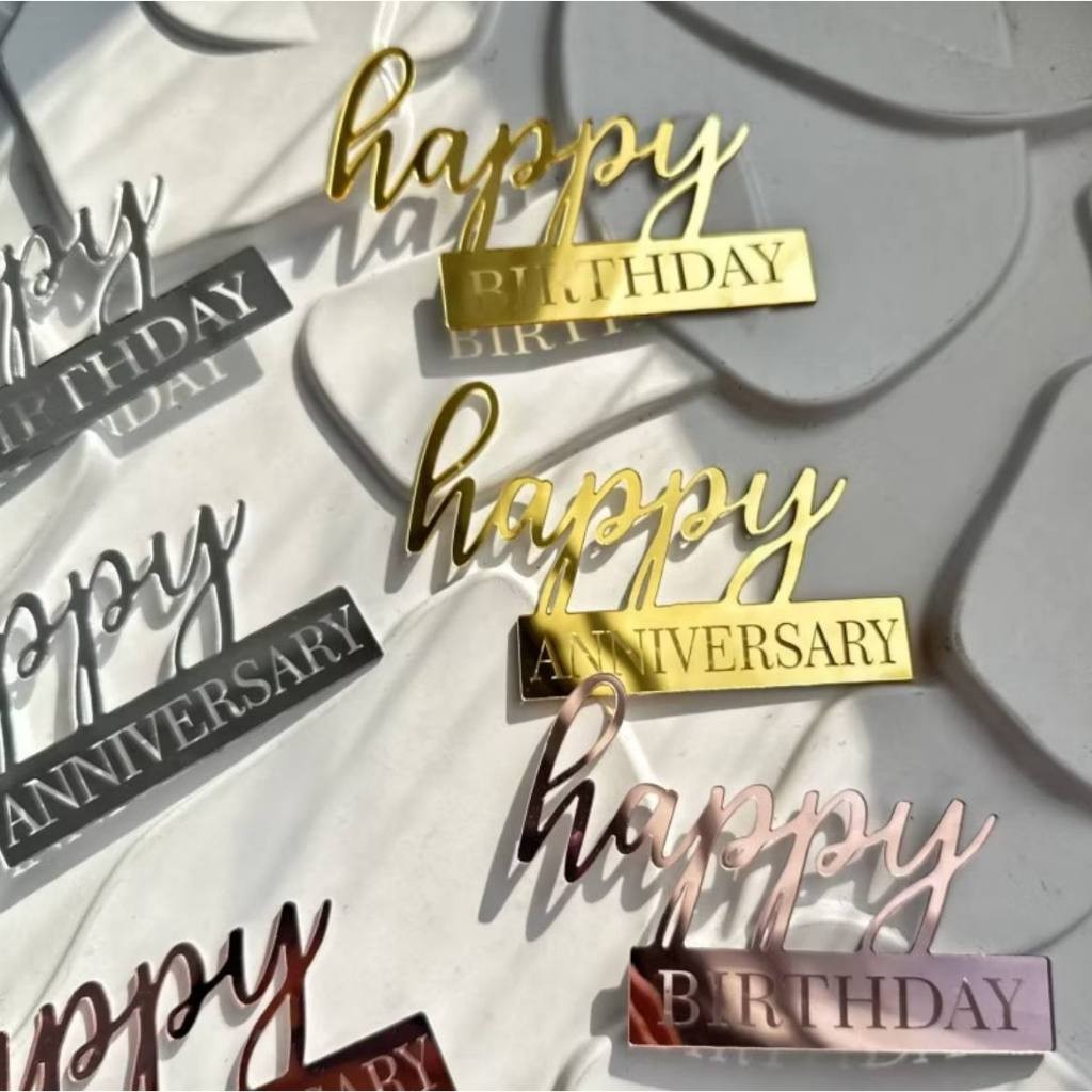 

CAKE TOPPER AKRILIK HAPPY ANNIVERSARY GOLD SILVER/TOPPER TANCAP ANNIV/TOPPER CAKE HAPPY ANNIV DEKORASI CAKE BAHAN AKRILIK