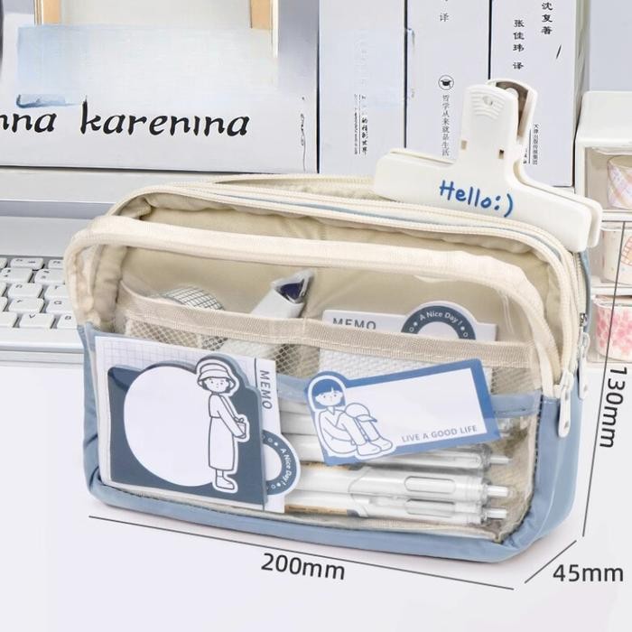 

[New Arrival] kotak pensil aesthetic Tas PenaTempat Pencil Tas Pensil tempat alat tulis kapasitas besar Stationery - haze biru