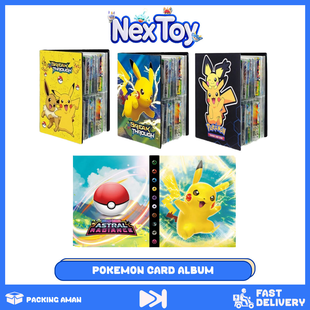 

NEXTOY 120 Pcs Kartu Pokemon Map Album 4 Slot Penyimpanan Koleksi Buku Catatan Album Pokemon Book Cards Holder