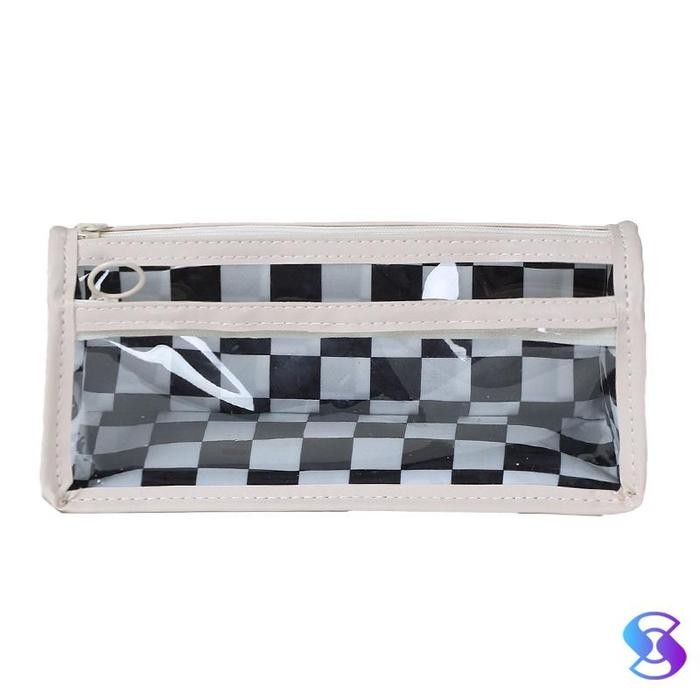 

[Promo] Pensil case/kotak alat tulis/Tempat Pensil Kotak-kotak Transparan - Suning Mall - A
