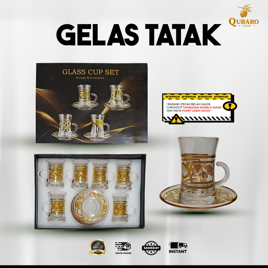 GELAS SET CANGKIR TATAKAN BENING / GELAS 1SET SYAHI  EXCLUSIVE
