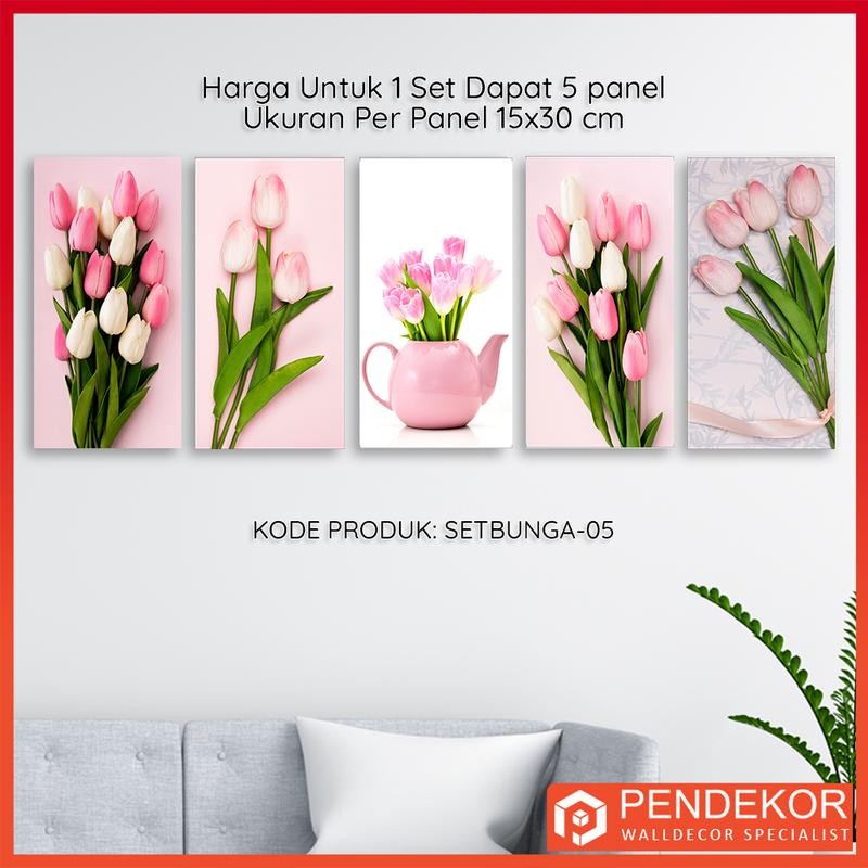 

Set Hiasan Dinding Motif Bunga Dapat 5 Panel Pajangan Dinding - SETBUNGA-05
