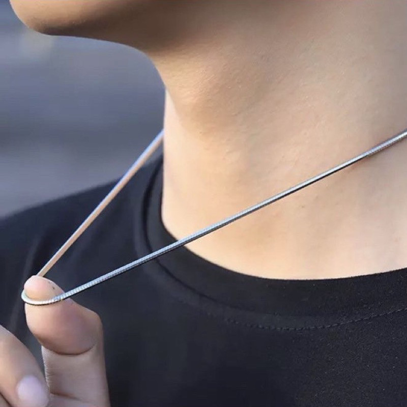 Kalung Titanium Pria Wanita Garansi Anti Karat Seumur Hidup Asli Original Kalung belut bulat