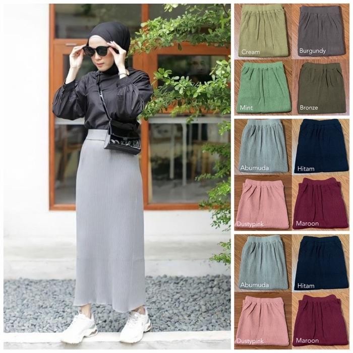 Rok Span Rajut Import Premium Rok Span Panjang Murah Hq Rok Polos Adem - Pink