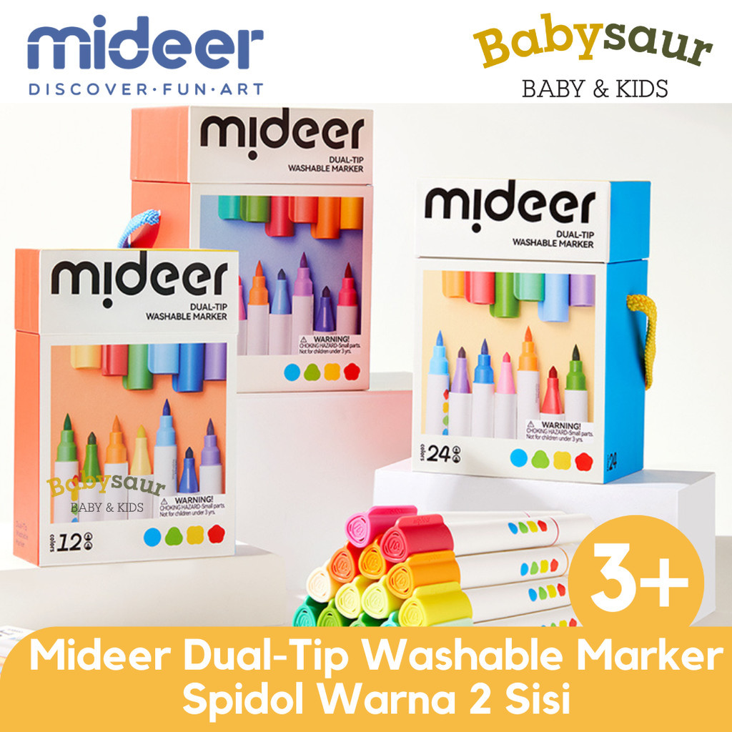 

Mideer Dual Tip Washable Marker Spidol Warna Warni Anak Dua Sisi 12 / 24 / 36 Color Colour Alat Warna Mewarna Premium Anak Kado Hadiah Anak Perempuan Laki Laki 3 4 5 6 7 8 Tahun