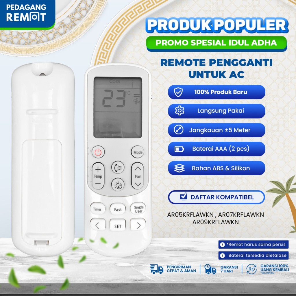 Remot Remote AC Samsung Fast Cooling AR05KRFLAWKN AR07KRFLAWKN AR09KRFLAWKN