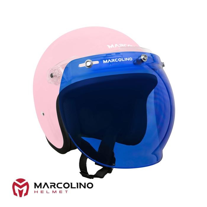 Helm Bogo Retro Marcolino Pink Pastel SNI Bubble Marcolino - Blue, S
