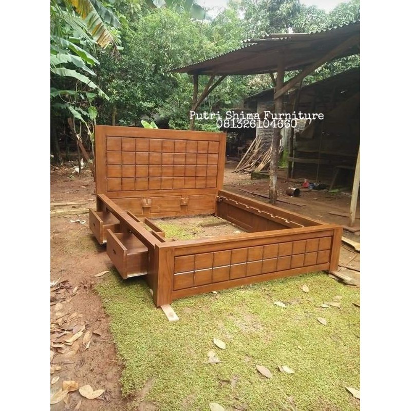 Furniture dipan ranjang tempat tidur model minimalis / dipan kasur minimalis / dipan kayu sederhana 