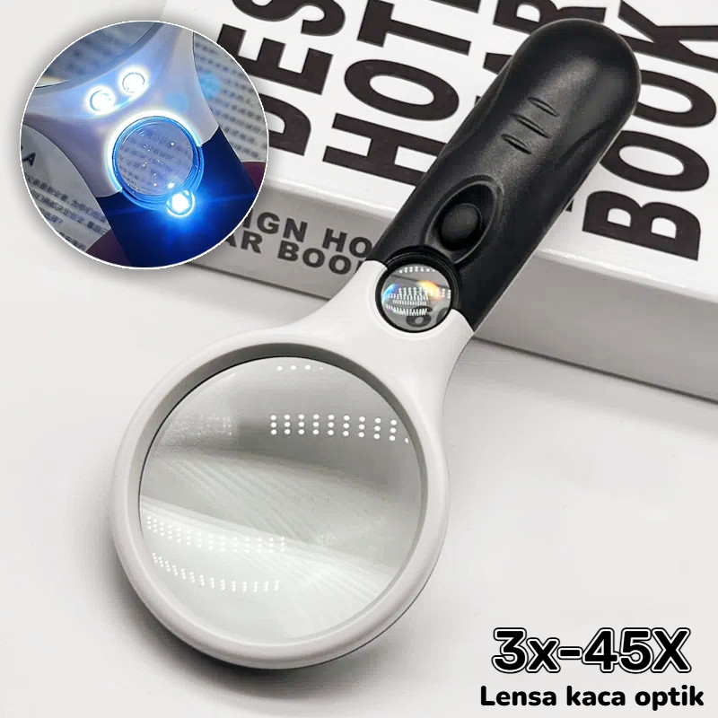

3 Lampu LED Gelas Kaca Pembesar Dengan Lampu Magnifying Untuk Membaca Dan Perhiasan 3X-45X