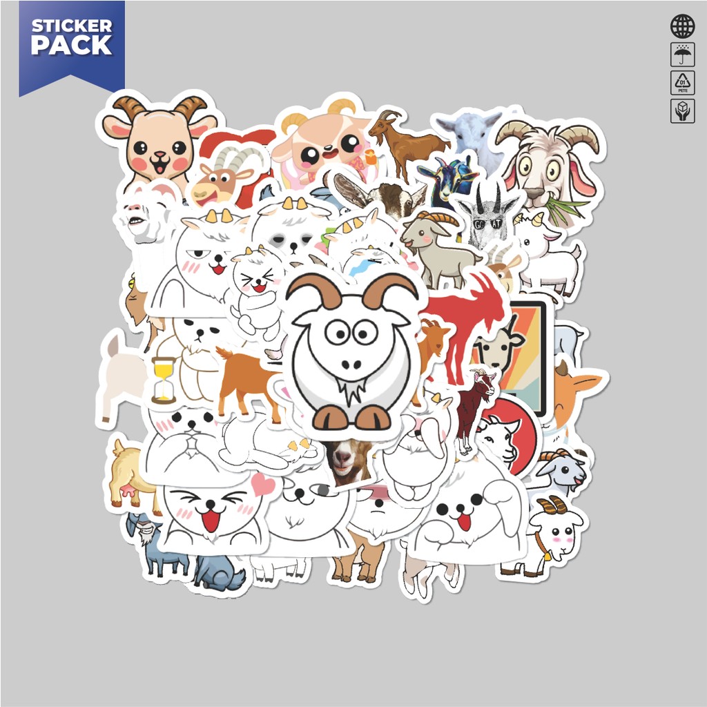

[100PCS]Stiker Pack Sticker Hewan Kambing Aesthetic Vinyl Anti Air Dekorasi Sticker Laptop Buku Journal Koper Helm Casing HP Gitar Helm Skateboard