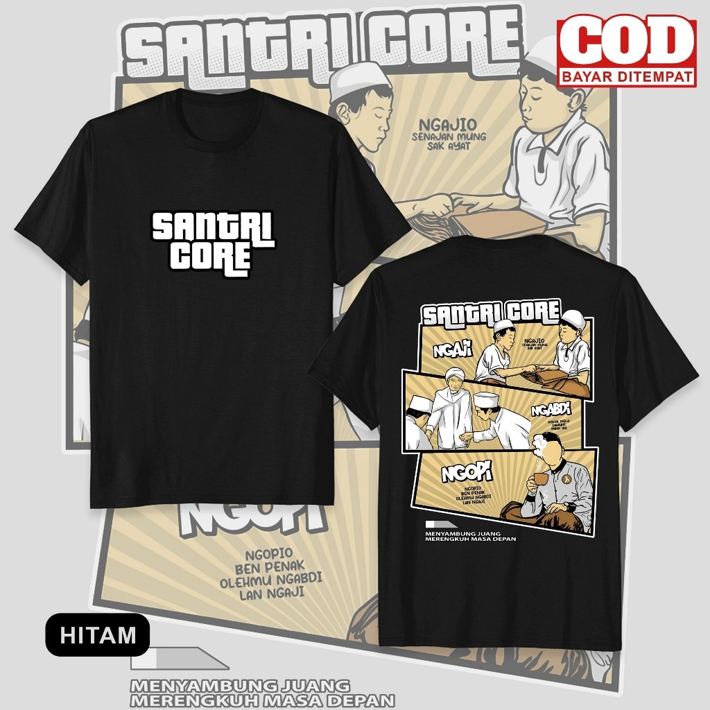 KAOS SANTRI CORE KAOS KEREN KAOS KECE KAOS KEKINIAN KAOS DISTRO SABLON DTF