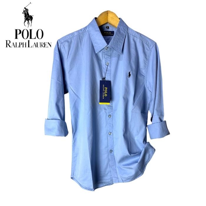 POLO Ralph Lauren Kemeja Putih Panjang Pria Casual - Navy, L