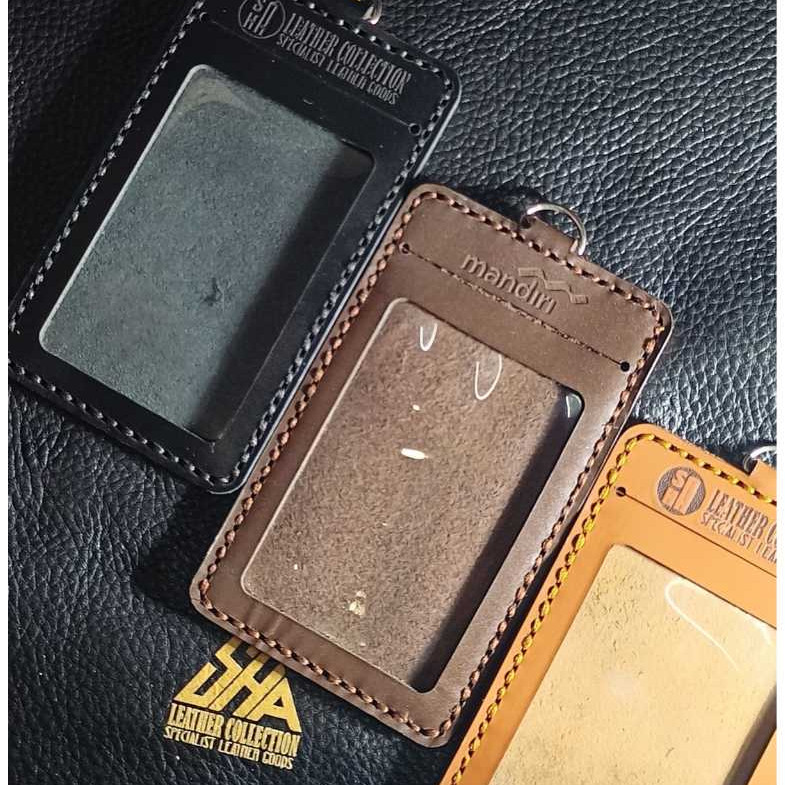 

GANTUNGAN ID CARD HOLDER KULIT GANTUNGAN NAMETAG KULIT BANK MANDIRI