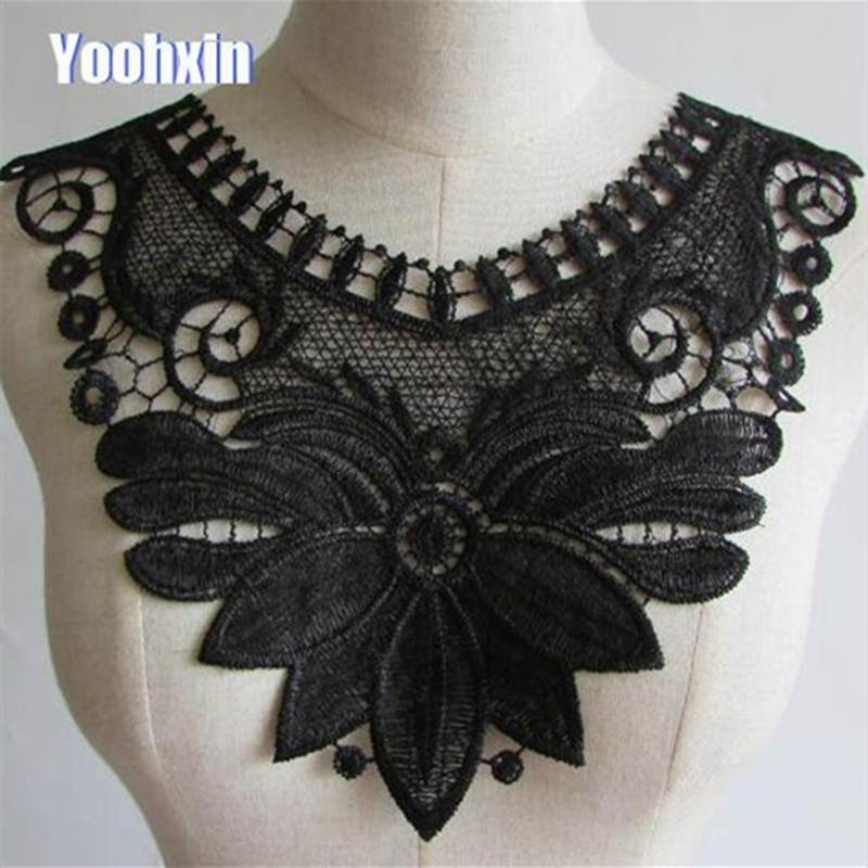 

2024 Luxury Flower Lace Collar 3D Cotton Fabric Trim Ribbon DIY Embroidery Dubai Applique Sewing Guipure Wedding Neckline Decor