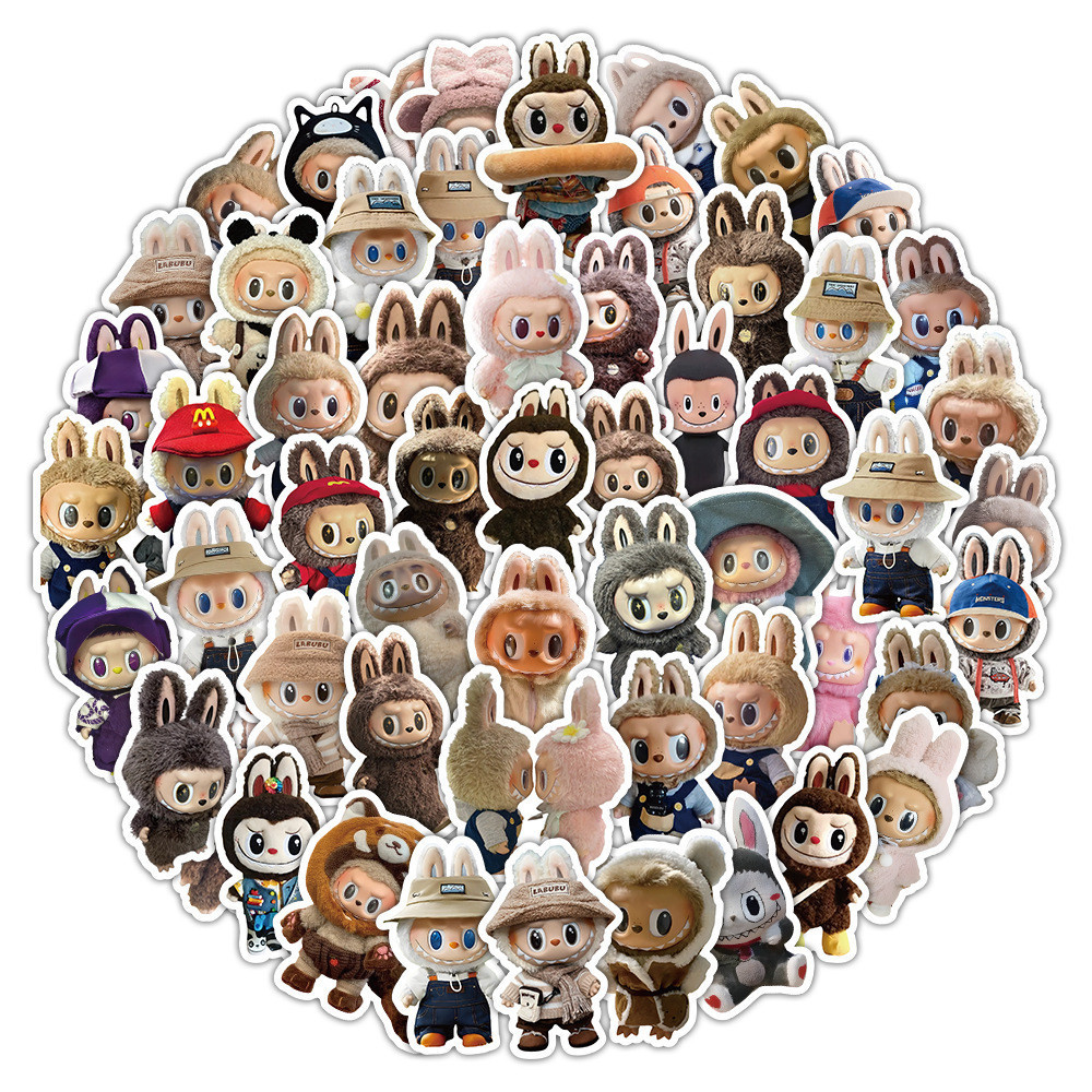 

60PCS Cute Cartoon Doll LABUBU Graffiti Stickers for Helmet Bicycle Hand Account Pencil Case Decals LanLanStickersWorld