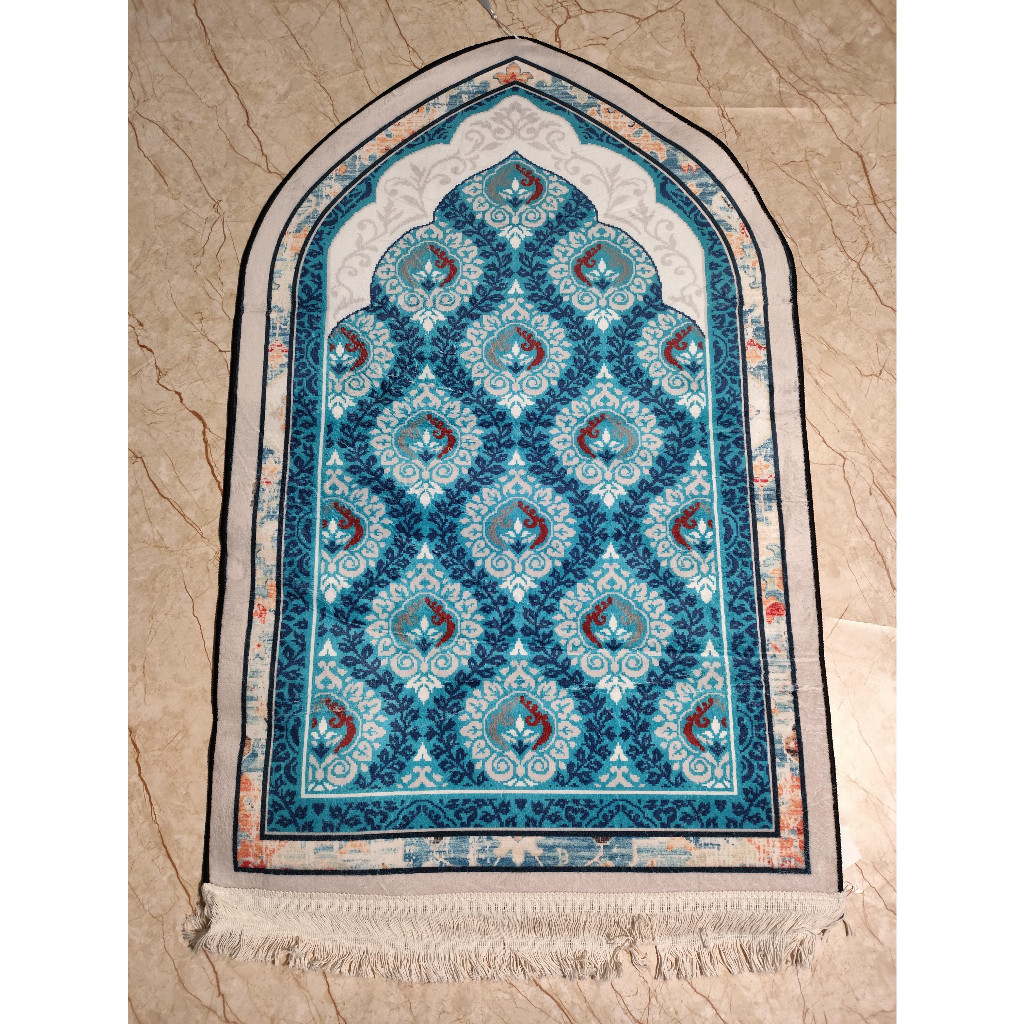 Sajadah Qubah Kubah Cantik Premium Turki Rumbai Putih Anti Slip Polos Warna