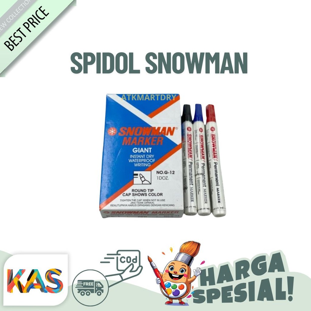 

Spidol Permanent Snowman Marker G-12 Warna Hitam Merah Biru