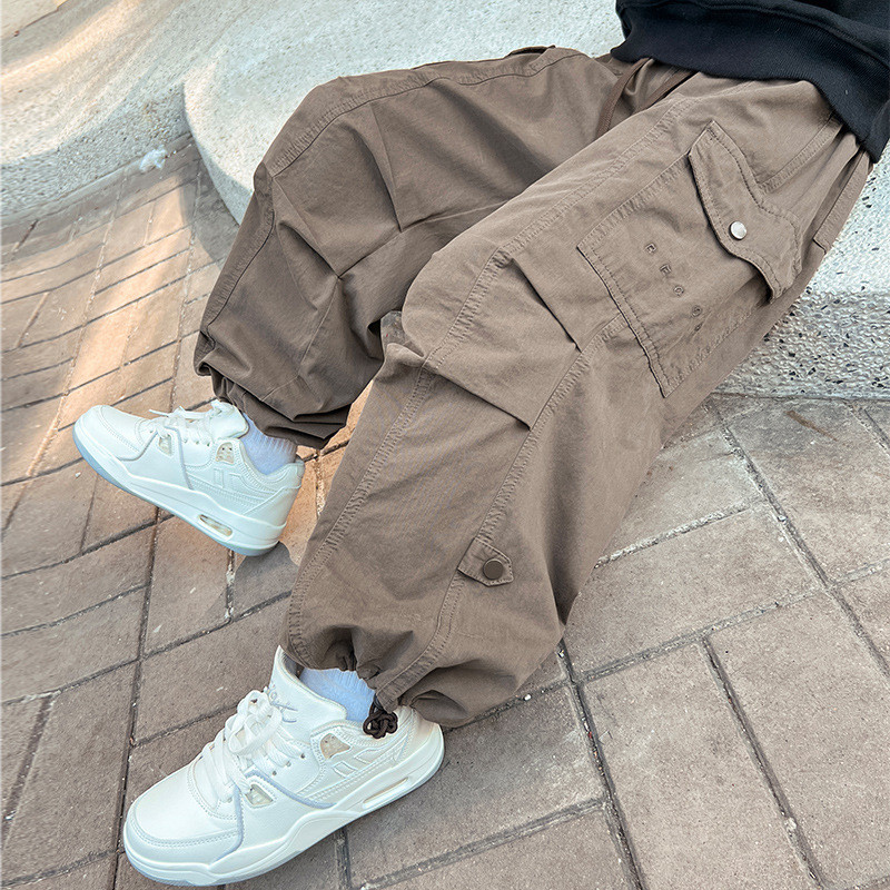 Celana Panjang Anak Katun Drill Black Monkey Loose Pants Terbaru Celana Cargo Unisex