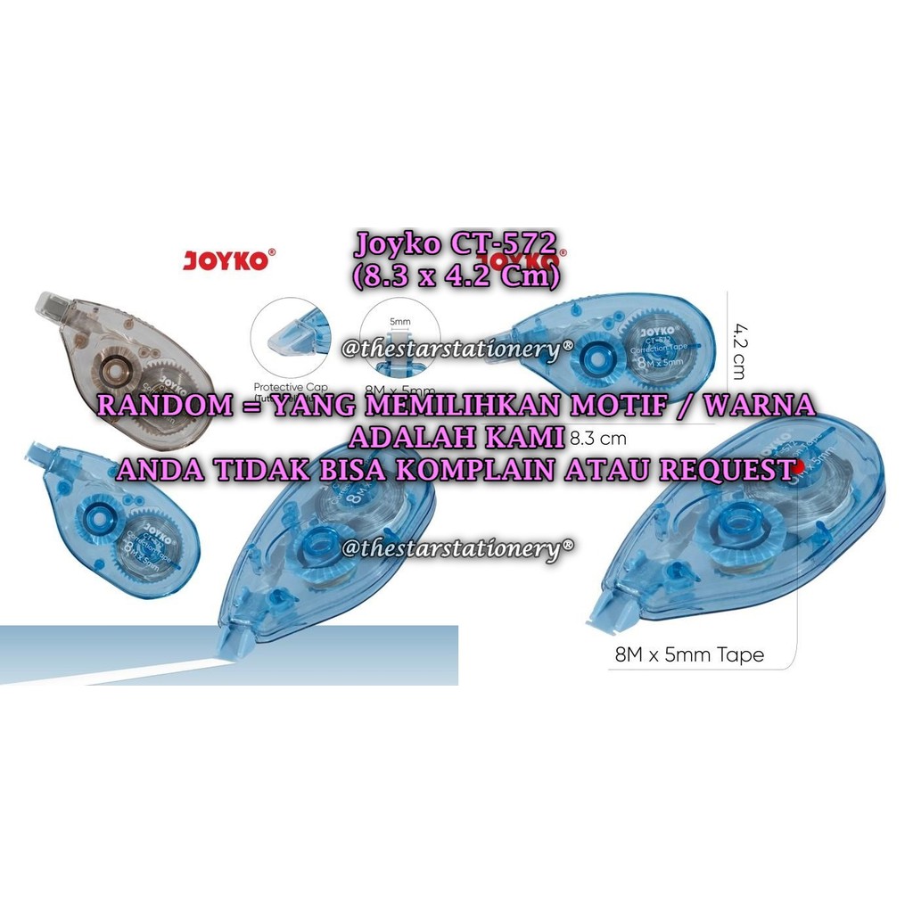 

(1 Biji) GROSIR Correction Tape JOYKO CT-572 (8Mx5mm) / Pita Koreksi Joyko CT-572 (1 Biji)