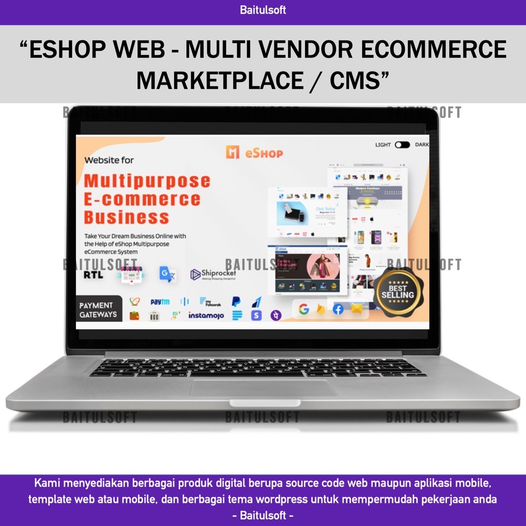 SOURCE CODE APLIKASI WEB ESHOP WEB - MULTI VENDOR ECOMMERCE MARKETPLACE / CMS D306 BAITULSOFT