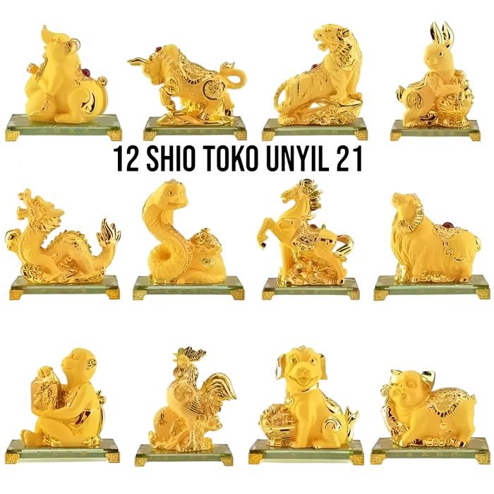 Pajangan 12 Shio / Hiasan Dekorasi Kodok Katak Gigit Uang Koin / Kodok Hoki / Kodok Keberuntungan / 