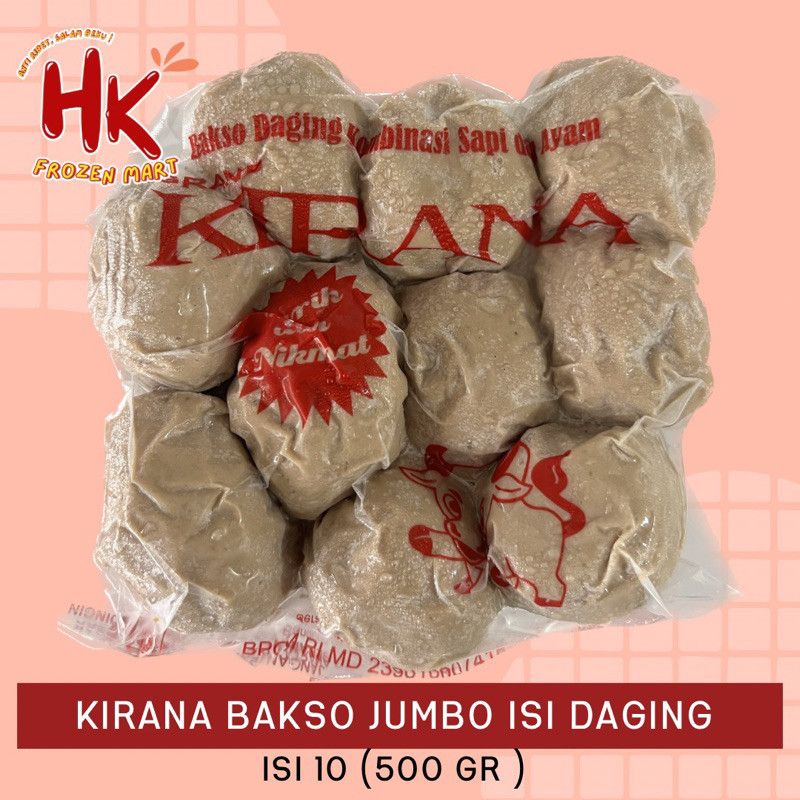 

Kirana Bakso Jumbo isi Daging Cincang isi 5 pcs & 10 pcs | baso sapi 250gr 500gr | HK FROZEN MART