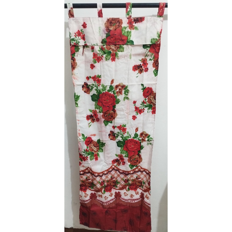 HOKICHAN [ JENDELA ] GORDEN TALI JENDELA + PONI MOTIF BUNGA SHABY MERAH PUTIH