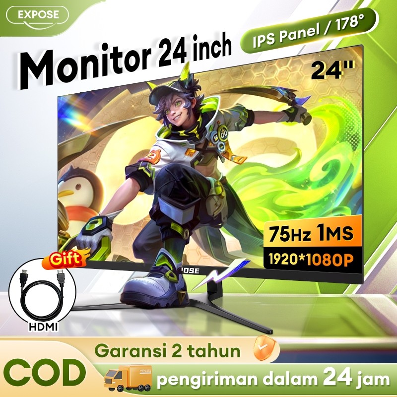 Monitor 24 inch PC Monitor 75 Hz Gaming Monitor LED/LCD IPS Desktop komputer 1ms PS3/PS4 HDMI/VGA/DP