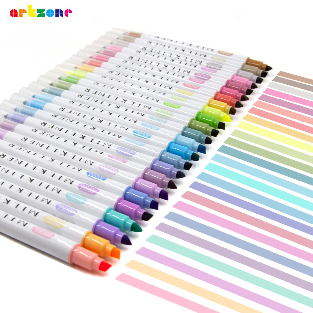 

12/24pcs Highlighters Assorted Colors Dual Tip Bible Pastel Highlighter Markers No Bleed Highlighters for Journaling coloring