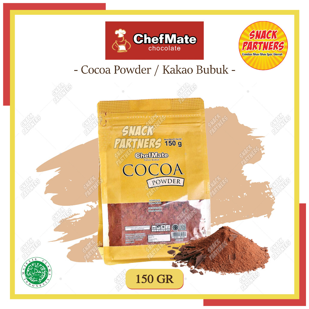 

CHEFMATE COKLAT BUBUK PREMIUM 150 GR - Cocoa Powder Purecocoa - Adonan Roti Kue Cake Cookies Pastry Topping Pudding Minuman - Cokelat Kakao 150gr