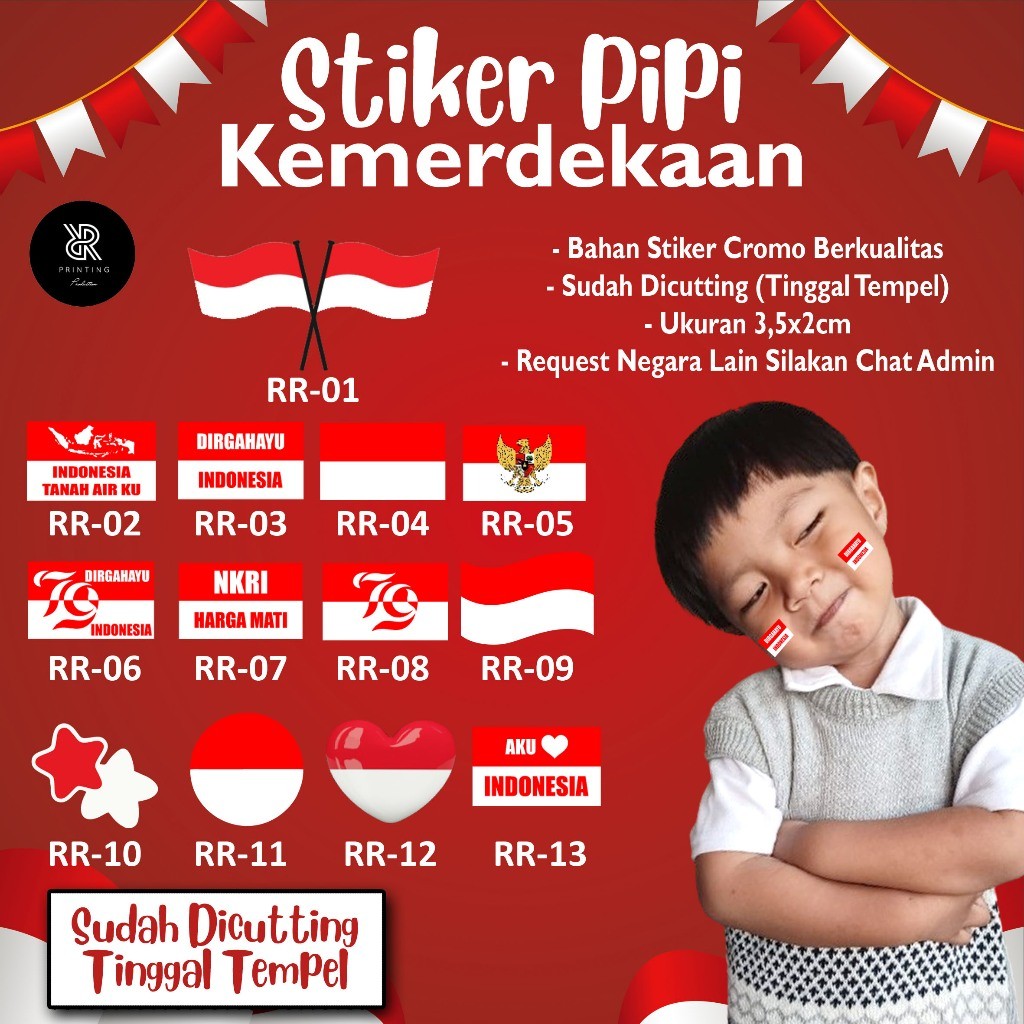 

Stiker Merah Putih/Stiker Bendera/Stiker Pipi/Stiker Kemerdekaan