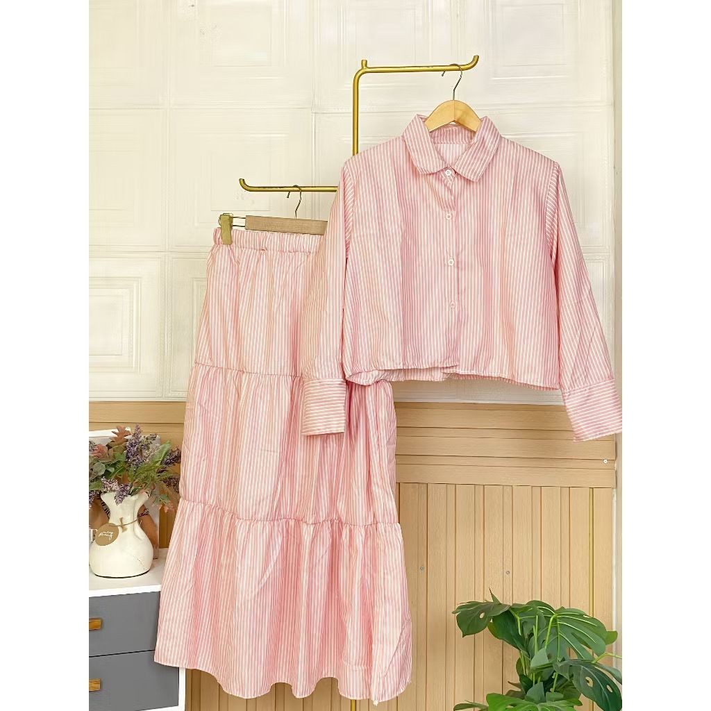 NEYDA - ZRD SET MAXITA KEMEJA DENGAN ROK PANJANG MODEL TERBARU VIRAL / CLARA One Set | Kemeja Wanita