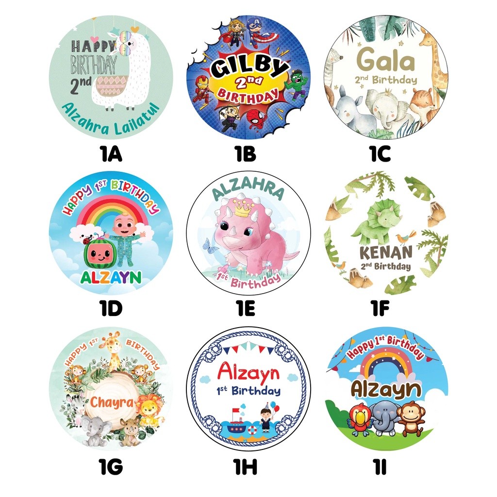 

135 pcs Stiker ULANG TAHUN ANAK CUSTOM TEKS EKONOMIS