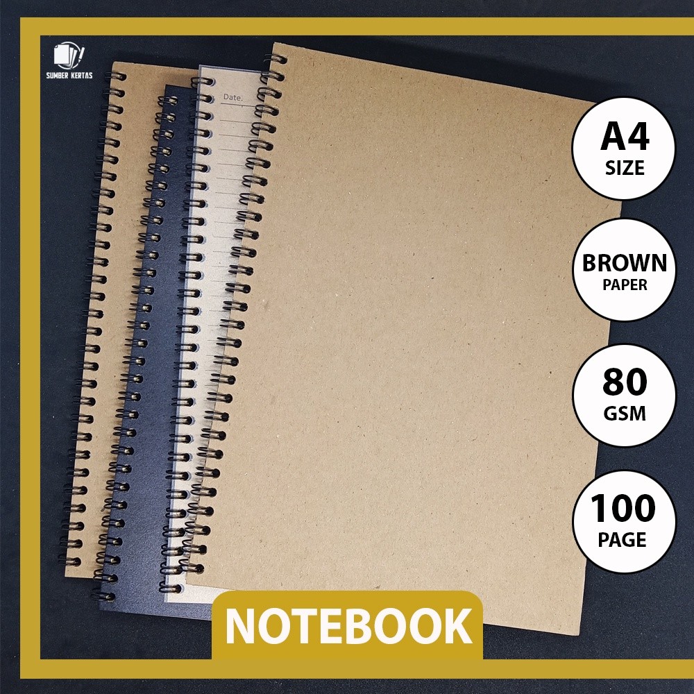 

NOTEBOOK A4/JURNAL/BUKU Tulis Spiral CATATAN/NOTEPAD/BROWNPAPER/VINTAGE/ GRID/KOTAK2 DOTTED/TITIK2 BLANK/POLOS