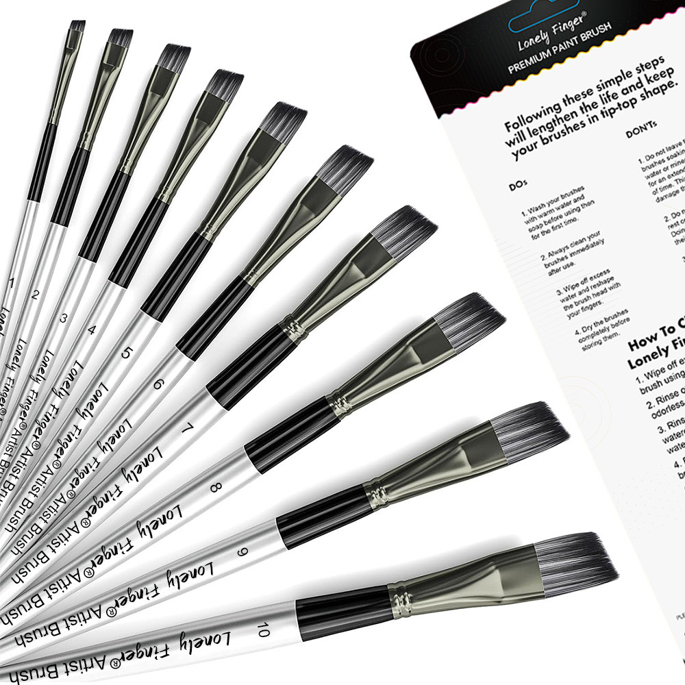 

Angle Aritst Paint Brushes Set, 10 Pcs Angle Art Paintbrushes for Acrylic, Oil, Watercolor Painting, Hair Anglular Shader Brush
