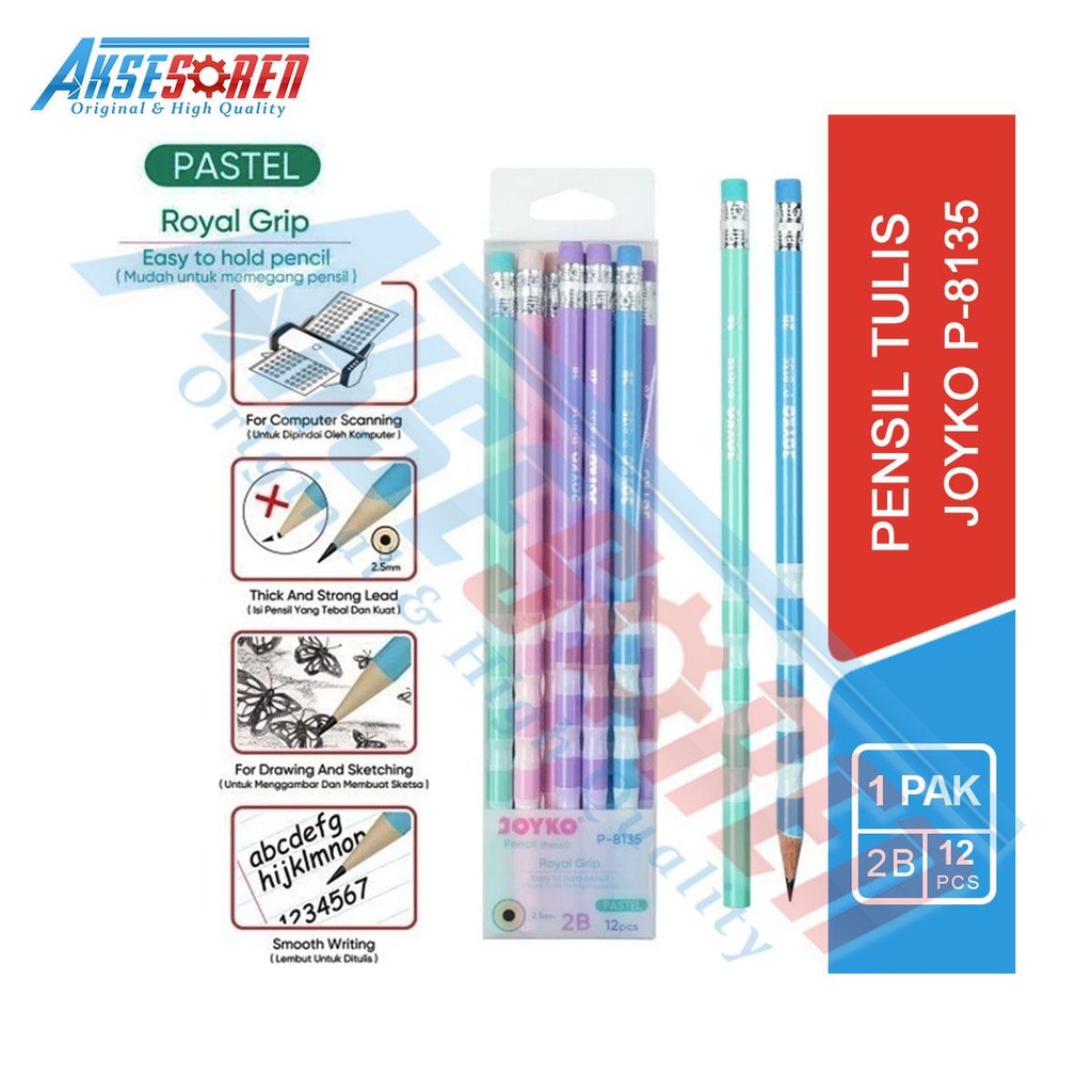 

Aksesoren Pensil 2B Joyko P-8135 [1 Pack/12 Pcs] / Pencil Royal Grid / Pinsil Gambar / Alat Tulis Lucu 1 Pack / Pensil Warna Pastel