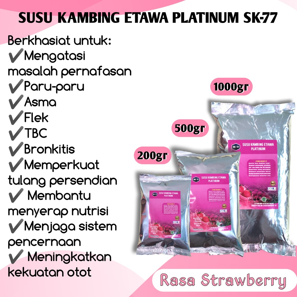 

SUSU KAMBING ETAWA RASA STRAWBERRY PLATINUM SK77 1KG / 1000gr