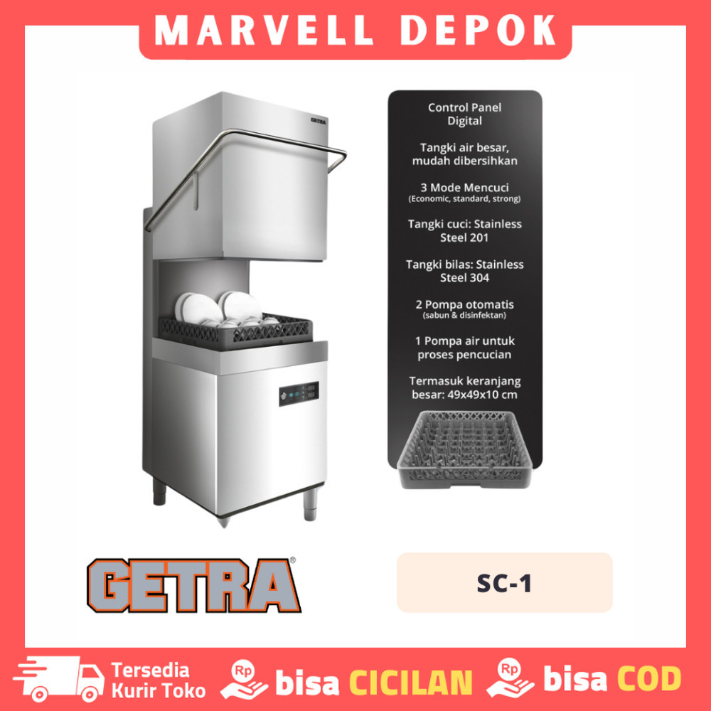 Mesin Cuci Piring Otomatis Getra SC 1 Commercial Dishwasher 3 Mode Mencuci