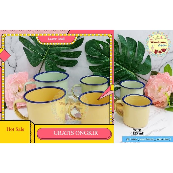 COD CANGKIR ENAMEL 8CM POLOS - Hijau