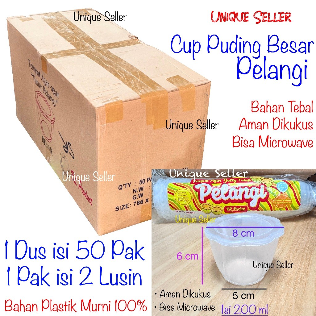 [1Dus] Cup Puding 100ml 200ml Pelangi isi 50 Pak & 100 Pak / Cup Puding 100 ml Pelangi / Cup Puding 