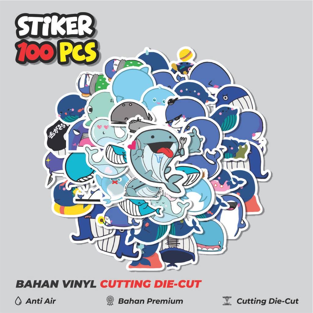 

Terbaru! 50 pcs Stiker Hewan Ikan Paus Dekorasi Lucu Kreatif untuk Notebook, Skateboard, HP
