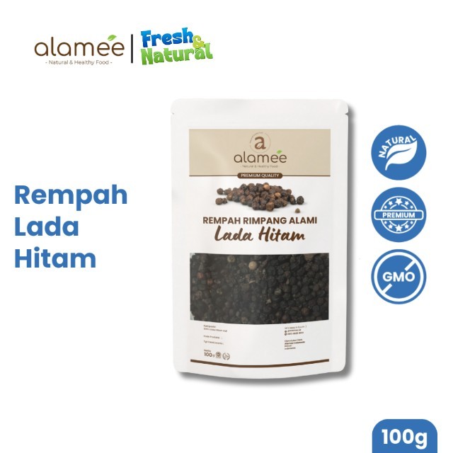 

ALAMEE Lada Hitam Biji Organik Utuh Whole Black Pepper Blackpepper Rempah Rimpang Organik Alami 100g fresh and natural