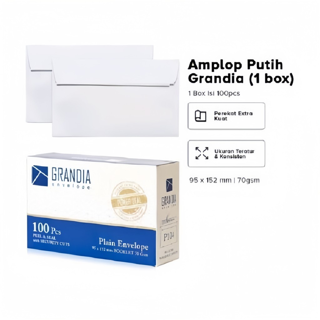 

[ATK] Amplop Putih Grandia ukuran 95x152mm - perBOX | Isi 100pcs